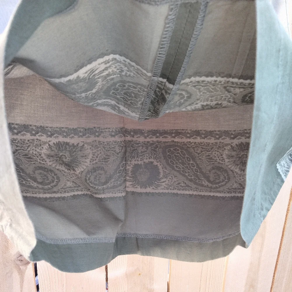 George Y2K Straight Pencil Midi Skirt Cotton Paisley Hem Lightweight Size Small